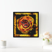 ヴィンテージバラ1壁時計と数字オプション スクエア壁時計 (ホーム)