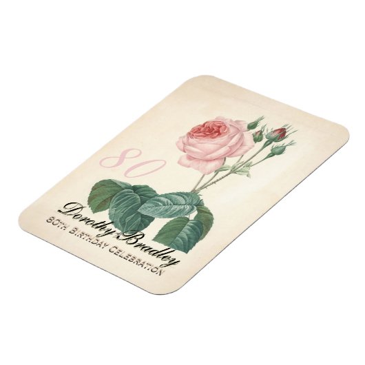 ヴィンテージバラ80番目の誕生祝い – マグネット (左側)