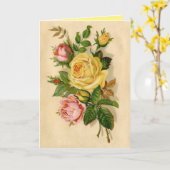 ヴィンテージバラ-あなたのグリーティングカード カード (黄色い花)