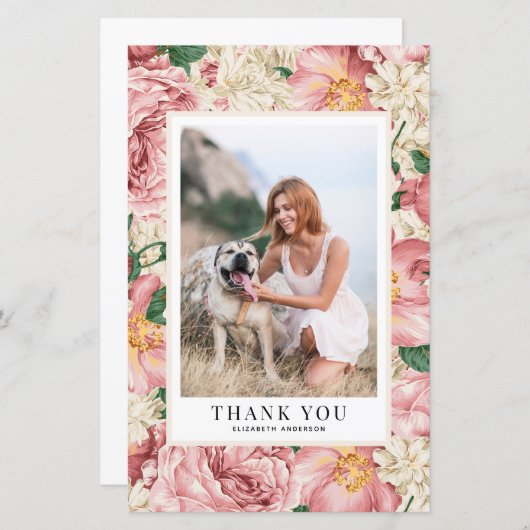 ヴィンテージバラ&アジサイ卒業サンキューカード (正面/裏面)