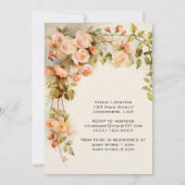 ヴィンテージバラ、アンティーク花、フローラ赤ちゃんシャワー 招待状 (裏面)