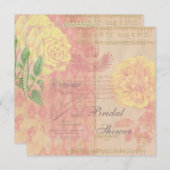 ヴィンテージバラ、クラウン&ミュージックブライダルシャワーコラージュ 招待状 (正面/裏面)