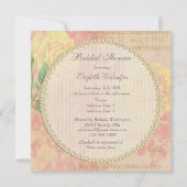 ヴィンテージバラ、クラウン&ミュージックブライダルシャワーコラージュ 招待状 (裏面)