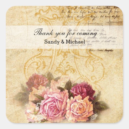 ヴィンテージバラ スクエアシール (正面)