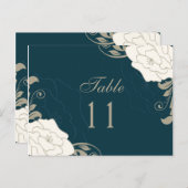 ヴィンテージバラ、ティール（緑がかった色）テーブル番号場所 ポストカード (正面/裏面)