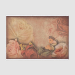 ヴィンテージバラ&バタフライシャビーシック 薄葉紙