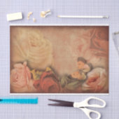 ヴィンテージバラ&バタフライシャビーシック 薄葉紙 (クラフト)