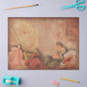 ヴィンテージバラ&バタフライシャビーシック 薄葉紙 (クラフト)