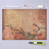 ヴィンテージバラ&バタフライシャビーシック 薄葉紙 (クラフト)