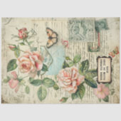 ヴィンテージバラ&バタフライボタニカルエフェメラ 薄葉紙 (正面)