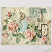 ヴィンテージバラ&バタフライボタニカルエフェラ紙 (正面)