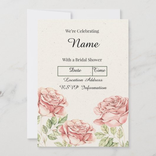 ヴィンテージバラ パーソナライズされた 招待状 (正面)