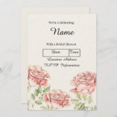 ヴィンテージバラ パーソナライズされた 招待状 (正面/裏面)