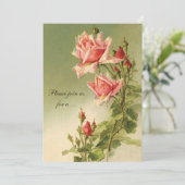 ヴィンテージバラ、ビクトリアンブライダルシャワーパーティー 招待状 (スタンド正面)