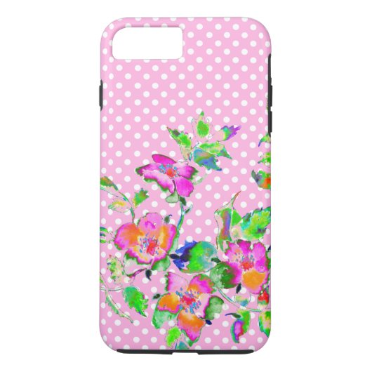 ヴィンテージバラ – ピンクと白の水玉模様 Case-Mate iPhoneケース (裏面)