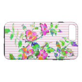 ヴィンテージバラ – ピンクと白ストリップ Case-Mate iPhoneケース (裏面(横))