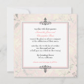 ヴィンテージバラ+ピンク/シフェイクルバー/グレー招待状 招待状 (裏面)