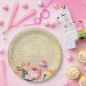 ヴィンテージバラ ペーパープレート (パーティー)