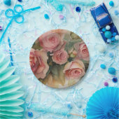 ヴィンテージバラ ペーパープレート (パーティー)