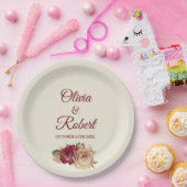 ヴィンテージバラ ペーパープレート (パーティー)