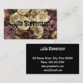 ヴィンテージバラ、ヴィンテージ、みすぼらしいシック 名刺 (正面/裏面)