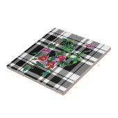 ヴィンテージバラ – 白黒の格子縞 タイル (側面)