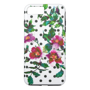 ヴィンテージバラ – 白黒水玉模様 iPhone 8 PLUS/7 PLUSケース