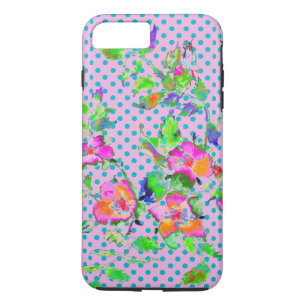 ヴィンテージバラ – 紫/青のポルカドット iPhone 8 PLUS/7 PLUSケース