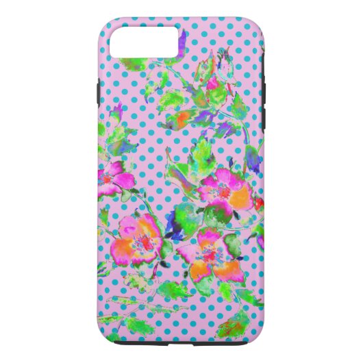 ヴィンテージバラ – 紫/青のポルカドット Case-Mate iPhoneケース (裏面)