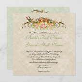 ヴィンテージバラ、結婚式招待状 招待状 (正面/裏面)