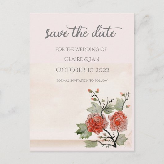 ヴィンテージバラ(赤面) ポストカード (正面)