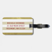 ヴィンテージバラ、金ゴールドストライプラッパーソナライズされたグタグ ラゲッジタグ (裏面横)