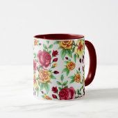 ヴィンテージバラ、黄色とバラ赤 マグカップ (正面右)