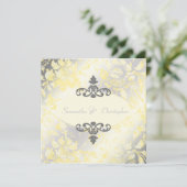 ヴィンテージバラ+黄色/灰色招待状 招待状 (スタンド正面)