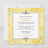 ヴィンテージバラ+黄色/灰色招待状 招待状 (裏面)