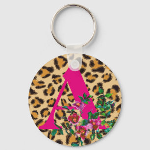 ヴィンテージバラ-leopard print -モノグラムの キーホルダー