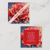 ヴィンテージバラAI生成フローラデザイン スクエア名刺 (正面/裏面)