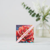 ヴィンテージバラAI生成フローラデザイン スクエア名刺 (スタンド正面)