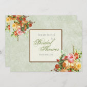 ヴィンテージバラn鳥のブライダルシャワーの招待 招待状 (正面/裏面)