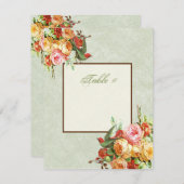 ヴィンテージバラn birdsテーブル番号カード 招待状 (正面/裏面)