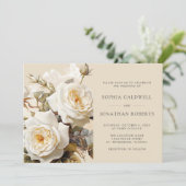 ヴィンテージバラQRコードRSVPフローラ結婚 招待状 (スタンド正面)