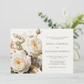 ヴィンテージバラQRコードRSVPフローラ結婚 招待状 (スタンド正面)