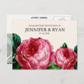 ヴィンテージバラRSVPはがき インビテーションポストカード (正面/裏面)