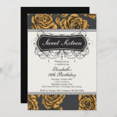 ヴィンテージバラSweet sixteen誕生日招待状 招待状 (正面/裏面)