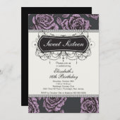 ヴィンテージバラSweet sixteen誕生日招待状 招待状 (正面/裏面)