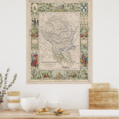 ヴィンテージバルカンの地図（1841年） ポスター (キッチン)