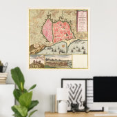 ヴィンテージバルセロナの地図(1706年) ポスター (ホームオフィス)