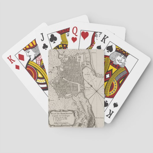 ヴィンテージバルセロナの地図(1764) トランプ (裏面)