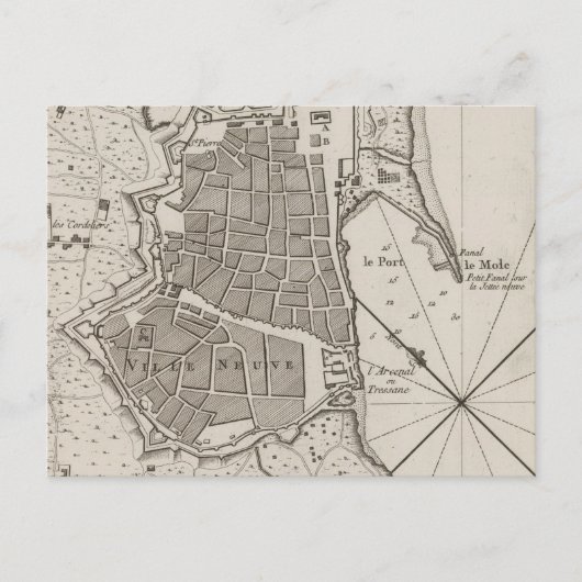 ヴィンテージバルセロナの地図(1764) ポストカード (正面)