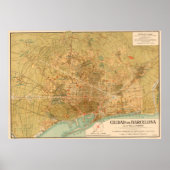 ヴィンテージバルセロナの地図（1919年） ポスター (正面)